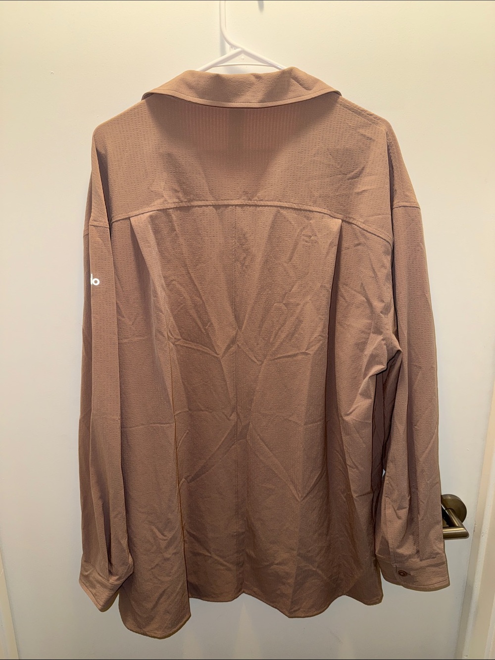 Alo Dreamscape Button Down Long Sleeve in Taupe - Picture 4 of 6